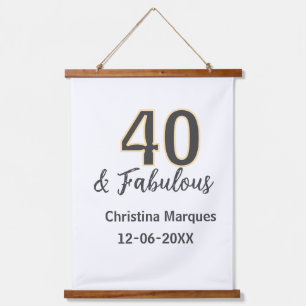 Tapisserie Suspendue 40 & merveilleux gris jaune calligraphie d'anniver