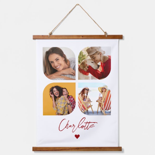 Tapisserie Suspendue 4 Photo Moderne Tendance Simple Nom Personnalisé (Recto)