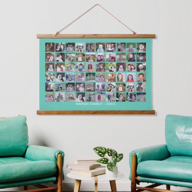 Tapisserie Suspendue 60 Collage photo Montage et texte - Peut modifier  (Salon)
