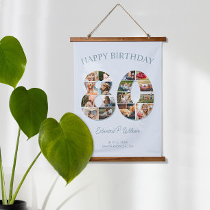 Tapisserie Suspendue 80e anniversaire Photo Collage élégant et intempor