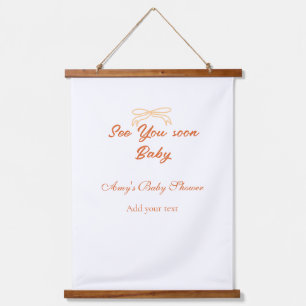 Tapisserie Suspendue à bientôt bébé arc orange rouge nom de baby shower