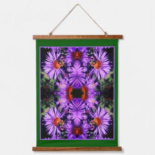 Tapisserie Suspendue Abeille De Miel Sur Fleur D'Aster Violet Abstrait
