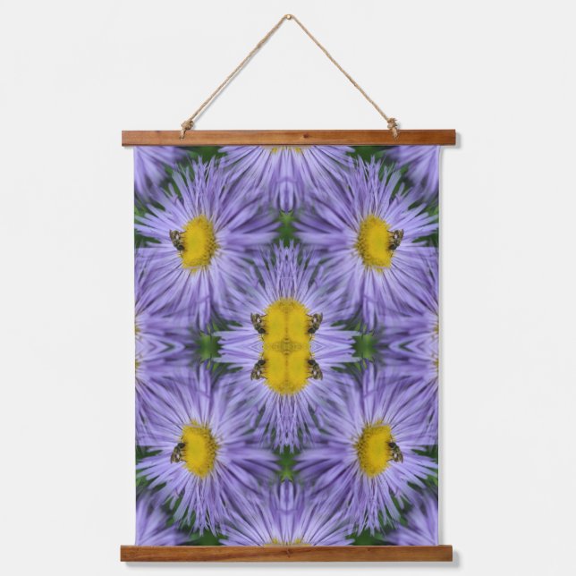Tapisserie Suspendue Abeille Sur Les Fleurs D'Aster Violet Nature Abstr (Recto)
