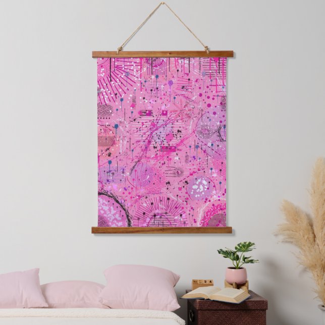 Tapisserie Suspendue Abstrait Maximaliste Rose : Sundae Framboise (Chambre à coucher)