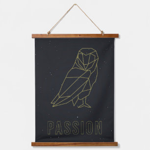 Tapisserie Suspendue Affiche d'affirmation de chouette en origami jaune