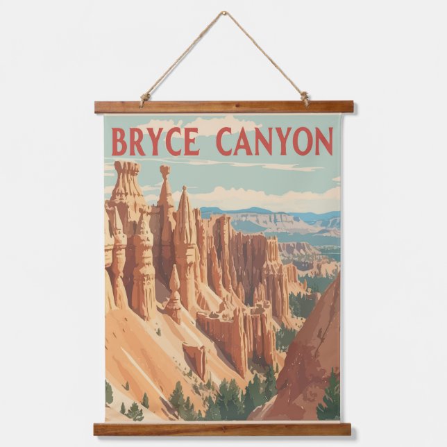 Tapisserie Suspendue Affiche d'art vintage du Bryce Canyon. (Recto)