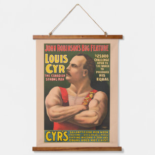 Tapisserie Suspendue Affiche De Cirque Montrant Louis Cyr Aux Armoiries