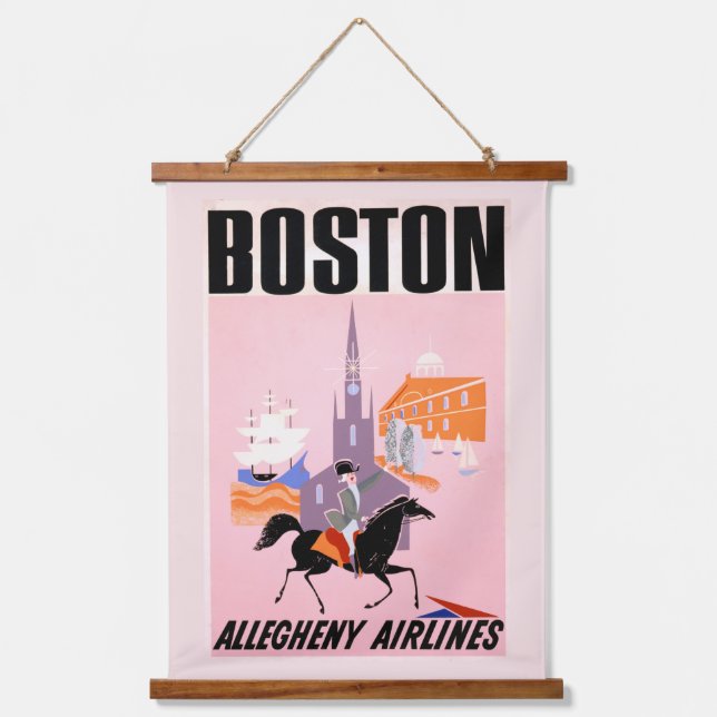 Tapisserie Suspendue Affiche De Voyage Pour Allegheny Airlines À Boston (Recto)