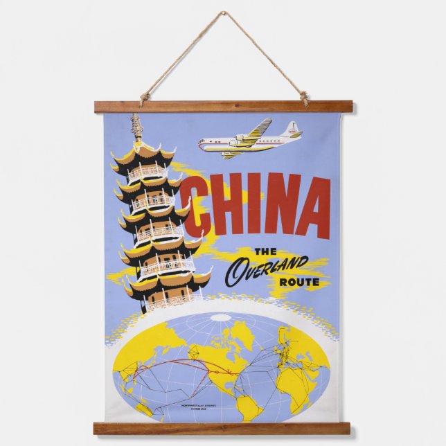 Tapisserie Suspendue Affiche de voyage pour Northwest Orient Airlines (Recto)