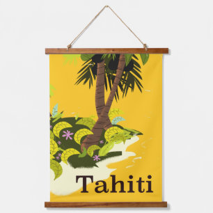 Tapisserie Suspendue Affiche de voyage rétro Tahiti