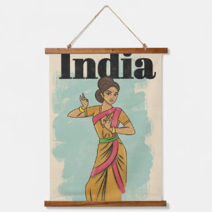 Tapisserie Suspendue Affiche de voyage vintage Inde
