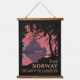 Tapisserie Suspendue Affiche minimaliste de coucher de soleil en Norvèg