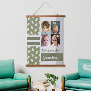Tapisserie Suspendue Aimez-vous Grand-mère 4 feuille photo motif vert