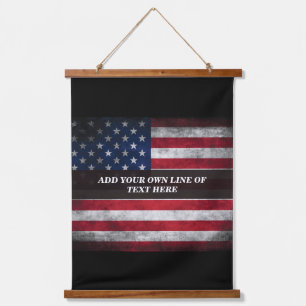 Tapisserie Suspendue Ajouter votre texte sur le drapeau américain
