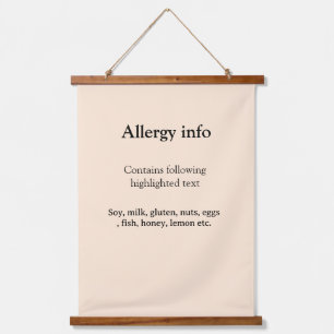 Tapisserie Suspendue Alerte d'allergie alimentaire ajouter le nom du te