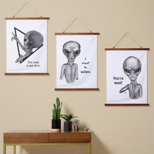 Tapisserie Suspendue Alien gris, la vérité est là