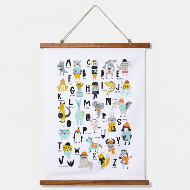 Tapisserie Suspendue Alphabet animal mignon | Certains Ont Des Casquett (Recto)