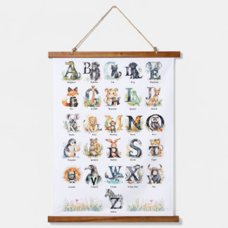 Tapisserie Suspendue Alphabets animaux | Pépinière murale d'art