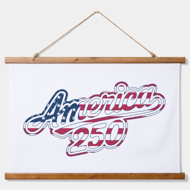 Tapisserie Suspendue America 250 Flag Script Semiquincentennial Design (Devant)