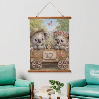 Tapisserie Suspendue Amis Koalas Partageant des Jours Heureux dans les