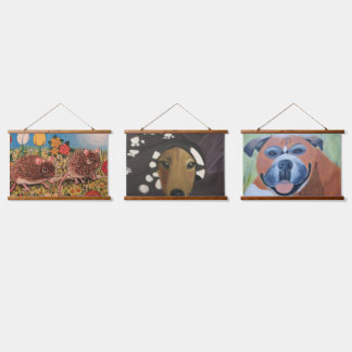Tapisserie Suspendue Animal portraits Wood Topped Wall Tapestry