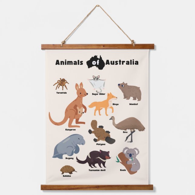 Tapisserie Suspendue Animaux de l'Australie faune australienne (Recto)