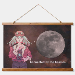 Tapisserie Suspendue Anime, lune, nébuleuse spatiale