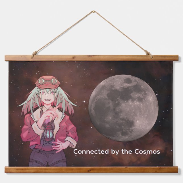 Tapisserie Suspendue Anime, lune, nébuleuse spatiale (Devant)