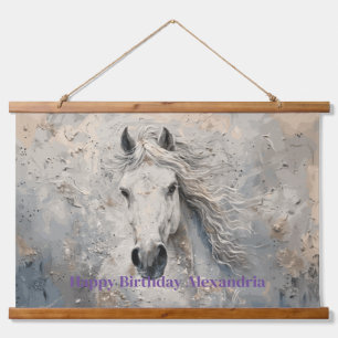 Tapisserie Suspendue Anniversaire du Cheval d'Or Blanc Personnalisé