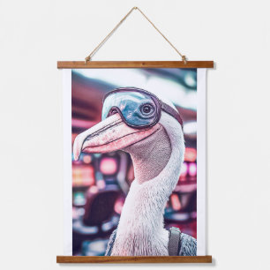 TAPISSERIE SUSPENDUE ANNONCE DE JEU PELICAN KENO. MASQUE DE PORTE