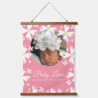 Annonce de naissance de bébé photo border floraux 