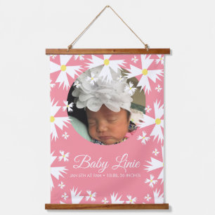 Tapisserie Suspendue Annonce de naissance de bébé photo border floraux 