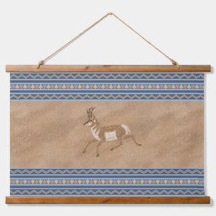 Tapisserie Suspendue Antilope courant Pronghorn Sud-Ouest Bordure bleue
