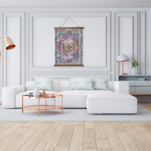 Tapisserie Suspendue Antique bleu foncé Fuchsia Perse désisté