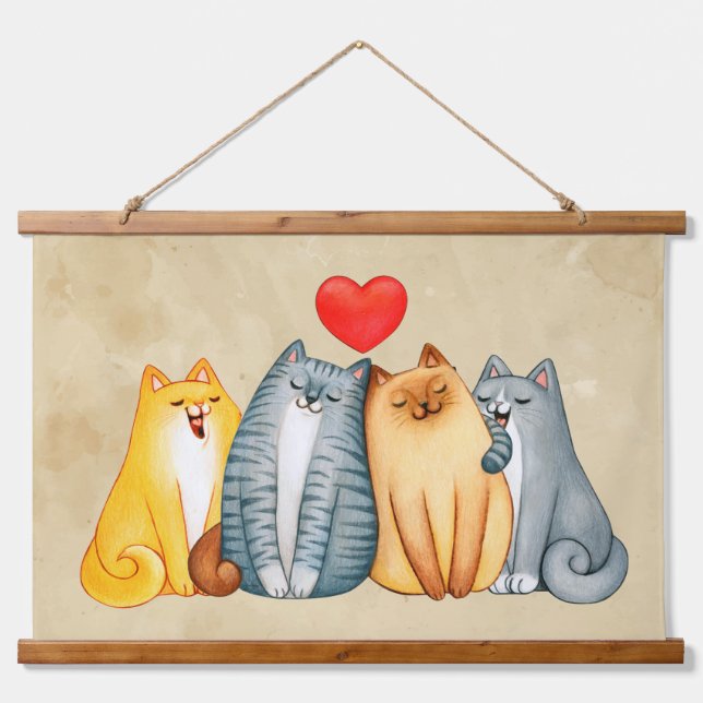 Tapisserie Suspendue Aquarelle Cute Chats Kittens Animaux de compagnie (Devant)