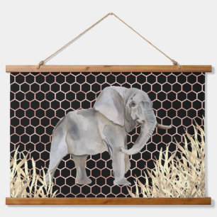 Tapisserie Suspendue Aquarelle de safari à éléphant d'Afrique sauvage