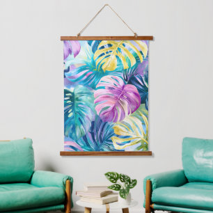 Tapisserie Suspendue Aquarelle d'or Paradis Feuille tropical