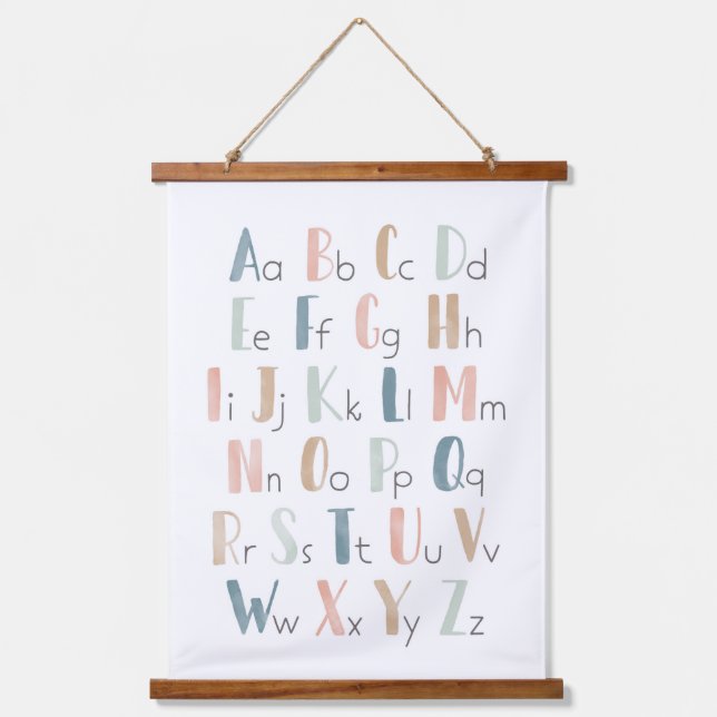 Tapisserie Suspendue Aquarelle Pastel Alphabet ABC Classroom Decor (Recto)