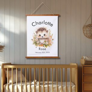 Tapisserie Suspendue Aquarelle personnalisée Nom et date de naissance d