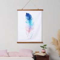 Aquarelle Plume Ombrée Bleue