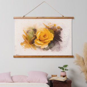 Tapisserie Suspendue Aquarelle rose jaune simple