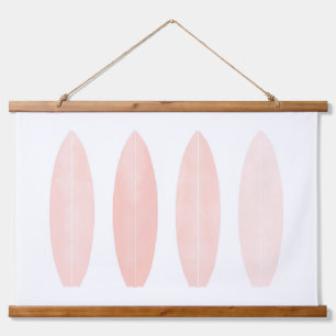 Tapisserie Suspendue Aquarelle rose Surfboards Décor de pépinière de pl
