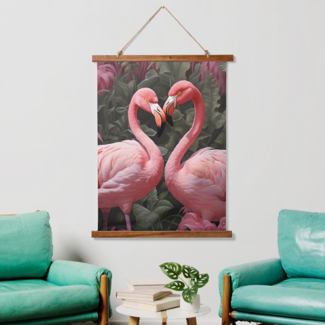 Tapisserie Suspendue Aquarelle Tropical Rose Flamant rose Romance (Salon)