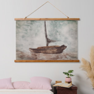 Tapisserie Suspendue Aquarelle vintage peinture de bateau à voile