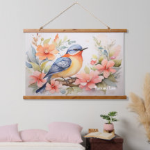 Aquarelle Whimsical Oiseau Floral Art