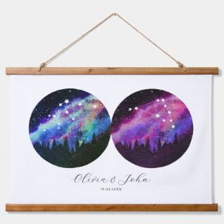Tapisserie Suspendue Aquarius Capricorn Personnalisé Couple Horoscope