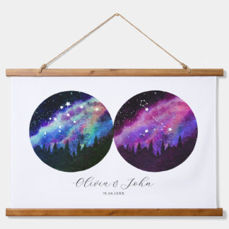 Tapisserie Suspendue Aquarius Pisces Personnalisé Couple Horoscope