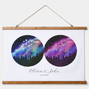 Tapisserie Suspendue Aquarius Virgo Couples personnalisés Horoscope