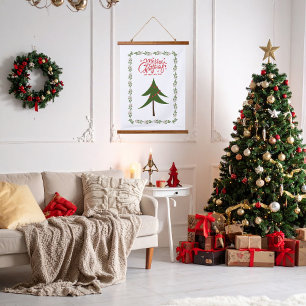 Tapisserie Suspendue Arbre de Noël rétro et minimaliste de la couronne