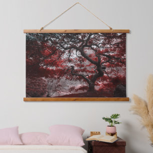 Tapisserie Suspendue Arbre rouge en fleurs de cerisiers